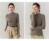 Velvet Seamless Slim-Fit Cashmere Sweater, Thin Knit, Half-High Neck, Skin-Friendly, Autumn/Winter Base Layer.