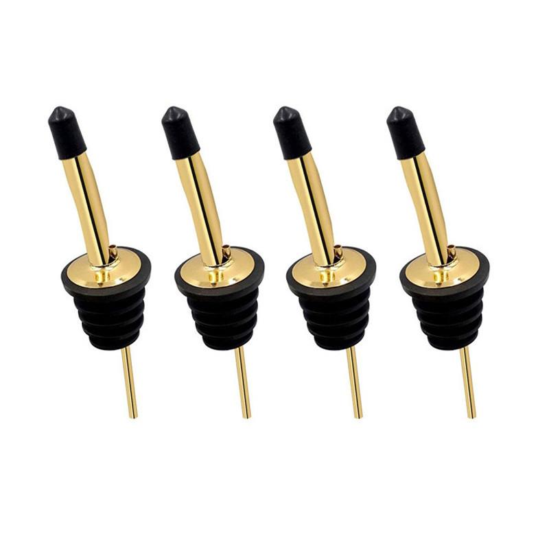 Gold Stainless Steel Wine Pourers Liquor High Quality Liquor Pour Spouts with Cap Covers Leakproof Design for Bars, Clubs