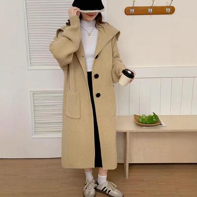 Autumn/Winter 2025 Women's Knit Cardigan - Long, Loose, Thick Lapel Sweater Coat