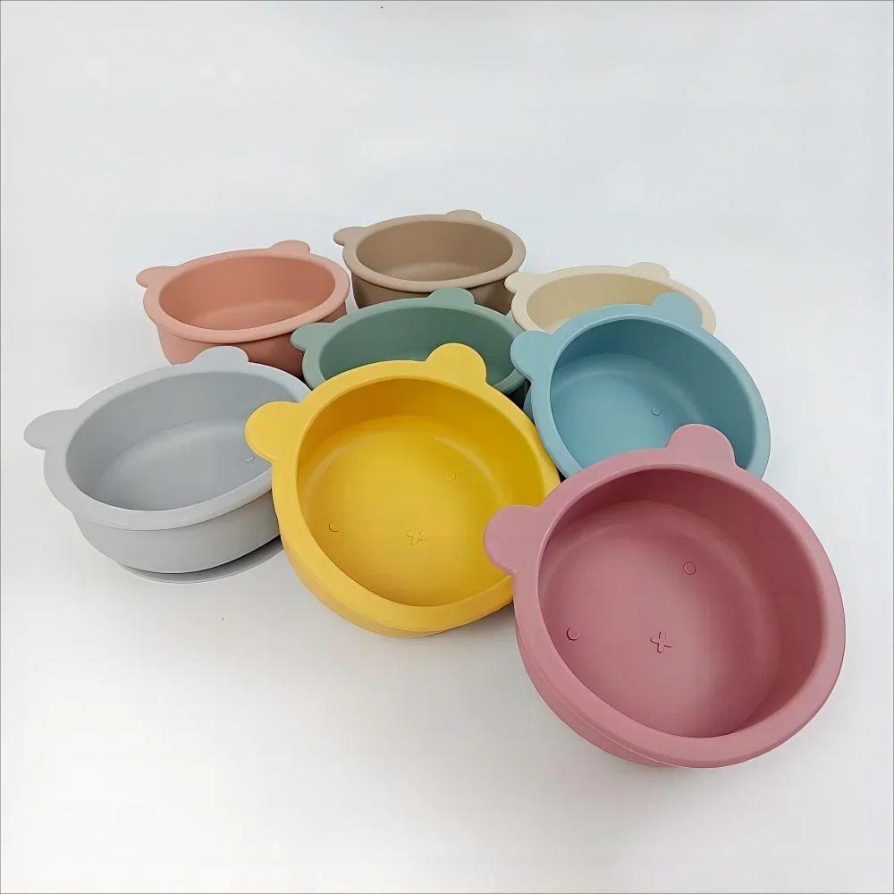 Flexible Feeding Tableware Waterproof Feeding Bowl Set Silicone Suction Bowls  Learning To Eat