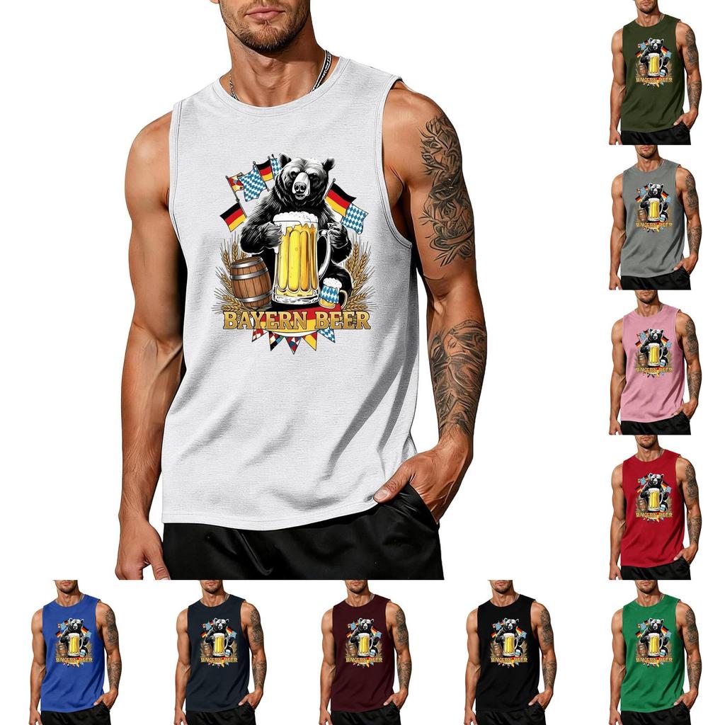 Men's Sleeveless Tank Top Casual Loose Fit Summer Vest Oktoberfest Inspired Graphic Print Comfortable Everyday Wear