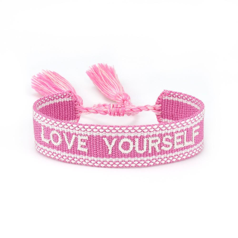 Handmade European Style Embroidered Love Bracelet with Tassels for Girls