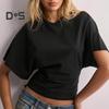 Damski T-shirt w jednolitym kolorze z okrągłym dekoltem, oddychający, casualowy top na lato z krótkim rękawem, wkładany przez głowę, na pracę, do noszenia na co dzień, na imprezy
