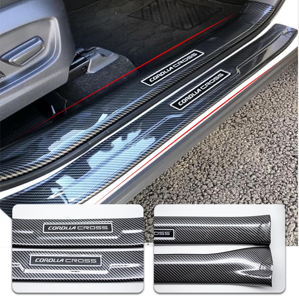 MEKOMEKO Set med tröskelskydd för den nya Toyota Corolla Sida och Steg och Interiör Tillverkade av ABS Lättkompatibla med Corolla Cross 2021 Maj Fiber