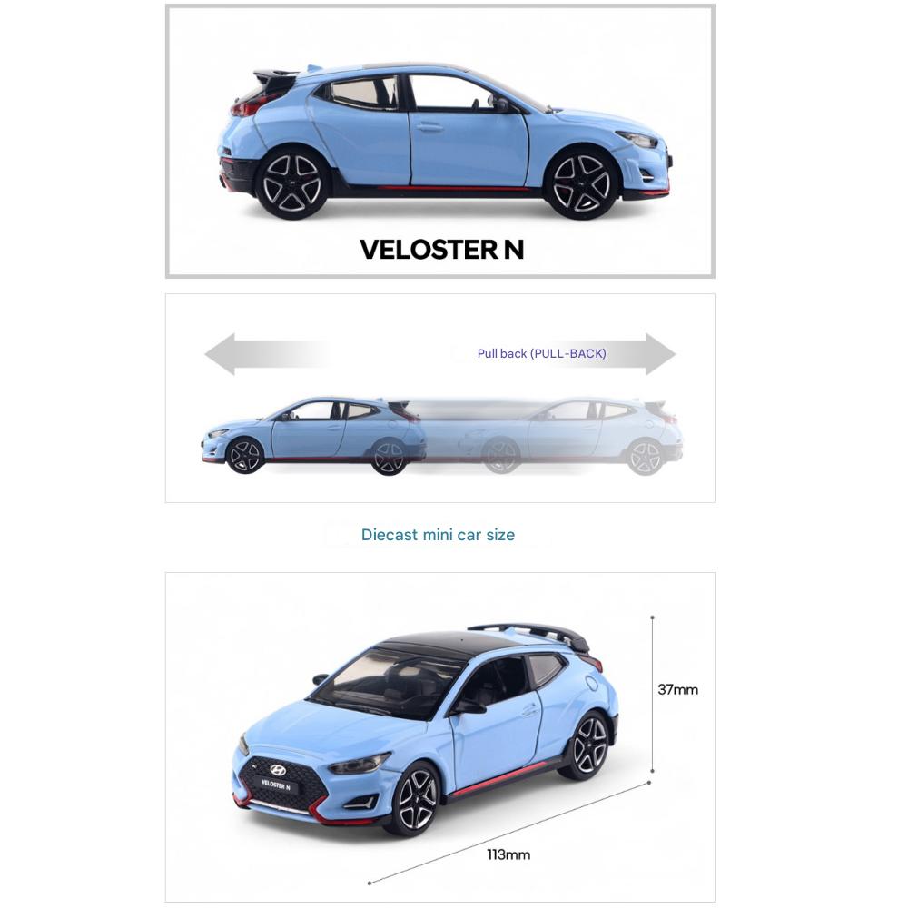 Hyundai Veloster N 1:38 Diecast Mini Car Performance Blue
