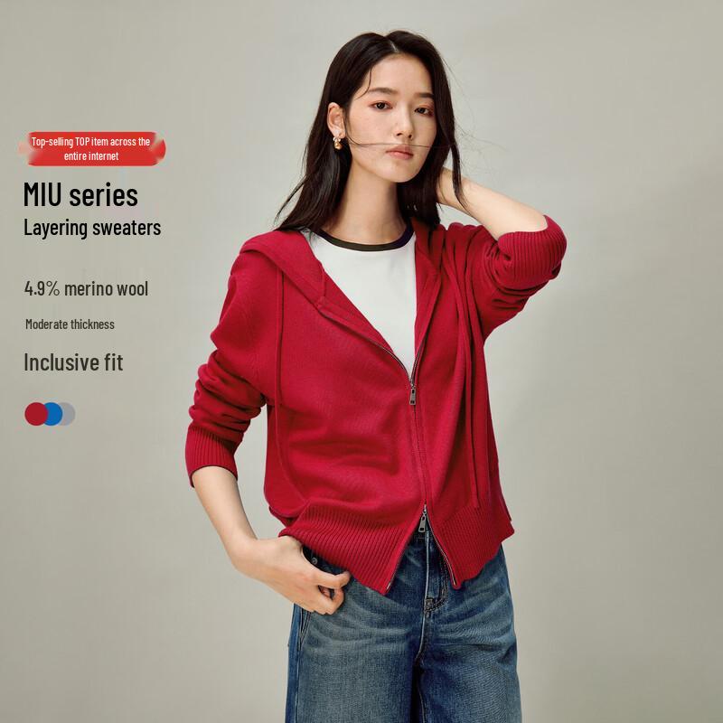 INMAN Women s Hooded Two-Way Zipper Knit Cardigan M