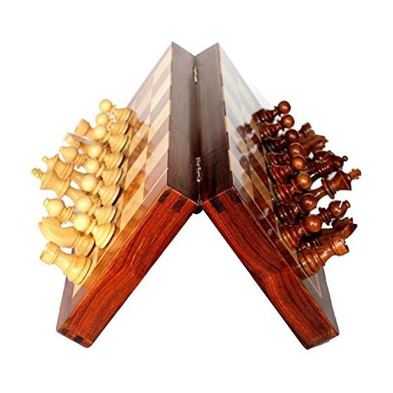 StonKraft Handcrafted Premium Wood 31 X 31 Cm Chess Set - Rosewood Folding Magnet Set with Storage