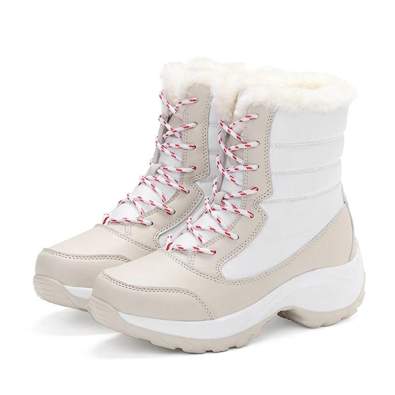 

Women s Waterproof Platform Boots Winter Outdoor Warm Snow Boots Plush Over The Knee Luxury Brand Ankle Boots Short Hair Boots 36