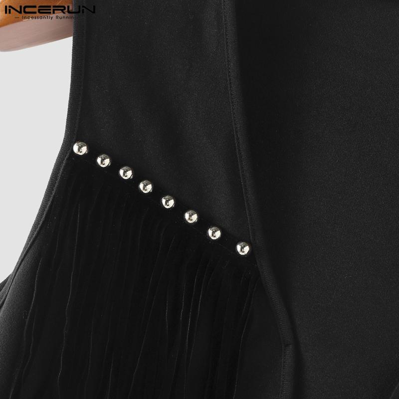 INCERUN Men Gothic Tassel Sleeveless Waistcoat Tank Tops Vest