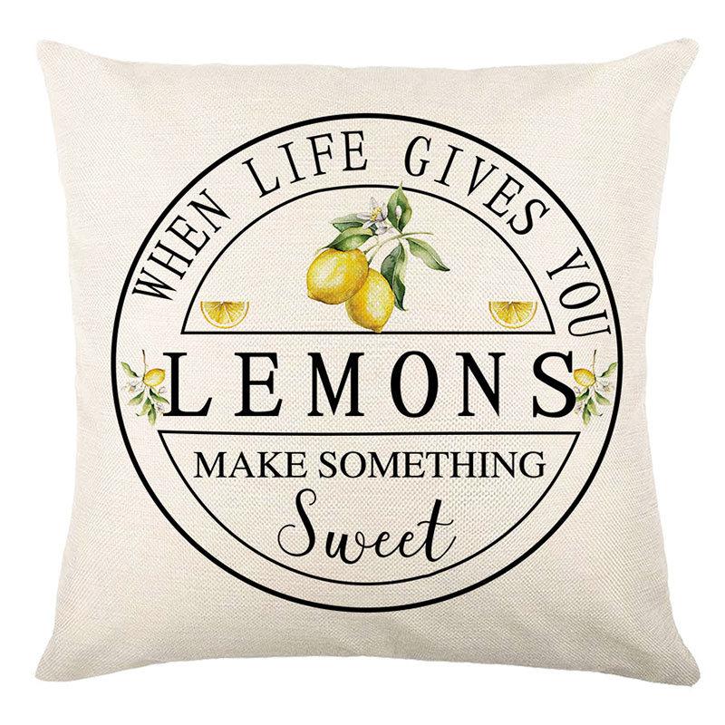 Kissenbezug Nordisch Ins Kissen Sommer Gelb Zitrone Quadratischer Druck Kissenbezug Kissen