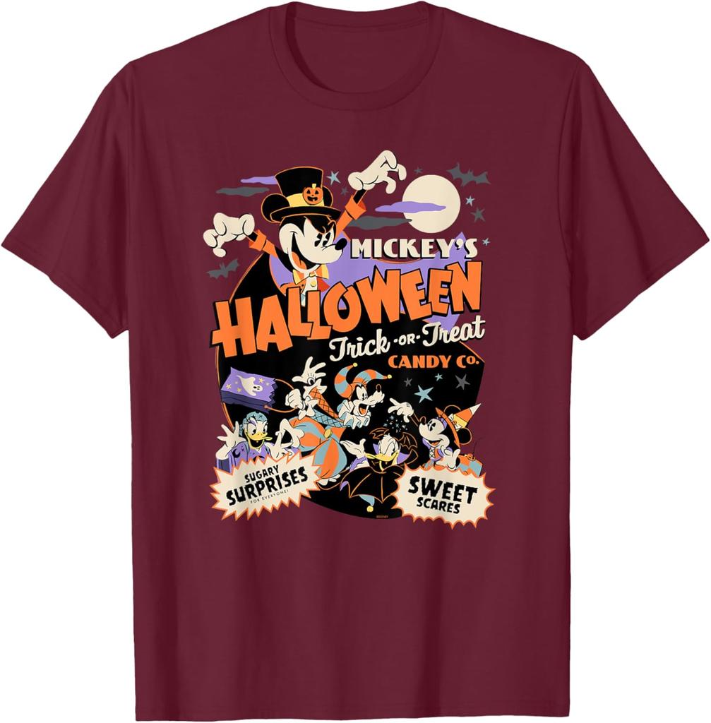 Hot Fashion Disney Mickey’s Halloween Trick or Treat Candy Co. T-Shirt S-4XL Four Seasons Gift