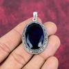 Blue Sapphire Pendant, Handmade Gemstone Pendant, 925 Solid Sterling Silver Pendant Antique Jewelry, For Engagement Gift