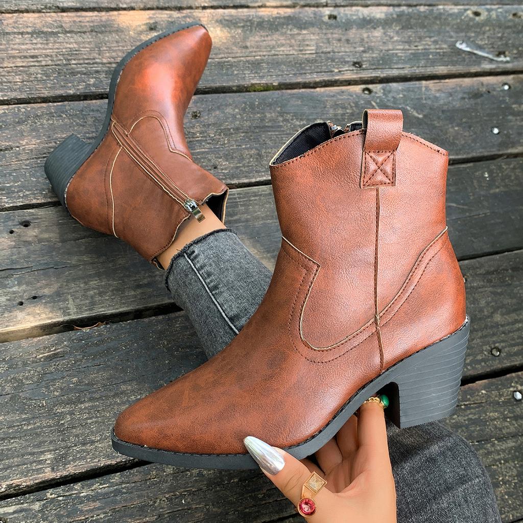 New Light Luxury High-end Women's Shoes Are Popular In Autumn and Winter, Square Head Medium Tube Heightening Warm Women's Boots Martin Cut