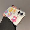 Cute Transparent 3D Colorful Flower Glitter Sparkle Effect Girly Phone Case for iPhone17 Air 16 15 14 Plus 13 12 11 Pro Max Back Cover