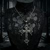 Gothic Y2K Spicy Girl Dark Cross Thorn Necklace - Harajuku Hip Hop Retro Streetwear Sweater Chain