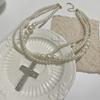 Retro Crystal Crosses Pendant Necklace Featuring Multilayer Faux Pearls Clavicle Chain For Elegant Jewelry Collection