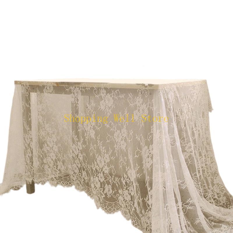 KX4B Romantics Embroidered Tablecloth Dinner Party Decors Chics Home Celebration