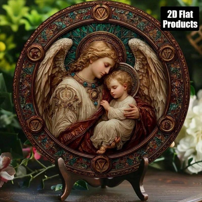 

Metal Poster Virgin Mary Jesus Retro Round Sign for Home Church