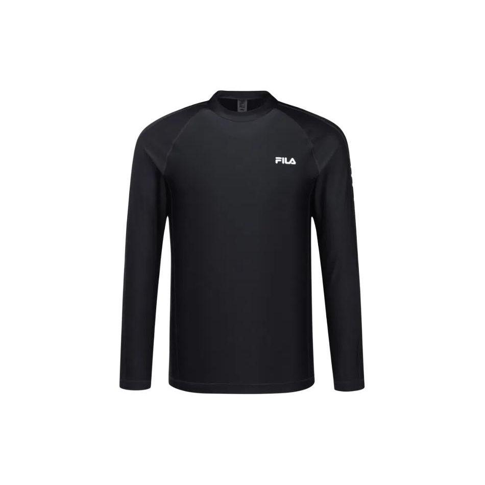 FILA Solid Color Raglan Crew Neck Slim Fit Long Sleeve T-Shirt Men tops Black FS2RTG2402M-BLK L
