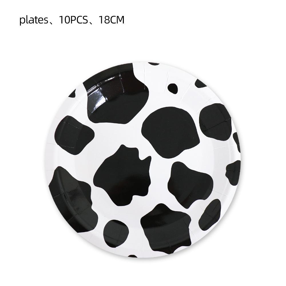 Cow Print Party Tableware Set: Plates, Napkins, Tablecloth for Farm Animal Baby Shower
