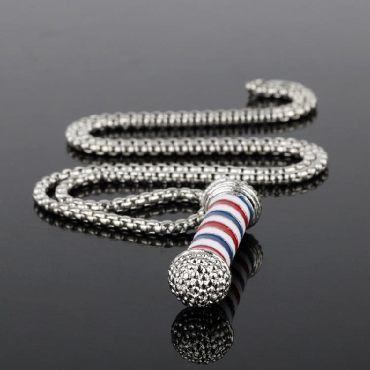 Elegante Barberstangen-Anhänger-Halskette Modeaccessoire für trendige Männer und Frauen, die Barber-Kultur-Stücke lieben