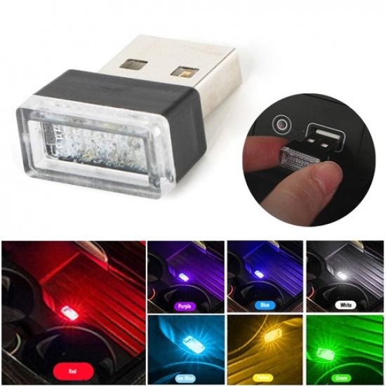 3x USB LED Lights Car Interior Neon Atmosphere Ambient Lamp Bulb Accessories