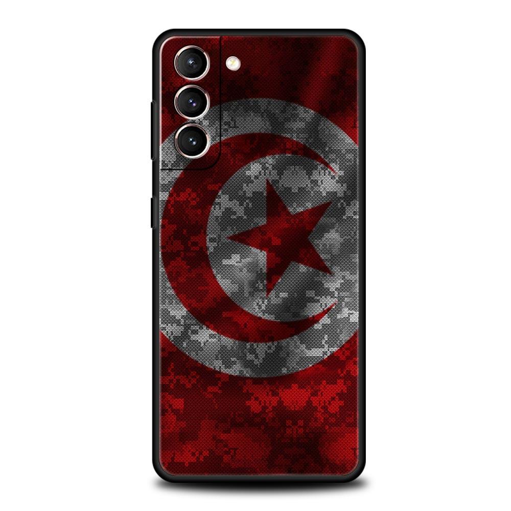Tunisia Flag Phone Case For Samsung Galaxy S26 Ultra S25 Plus S24 FE S23 S22 5G S21 S20 Cover Black Soft