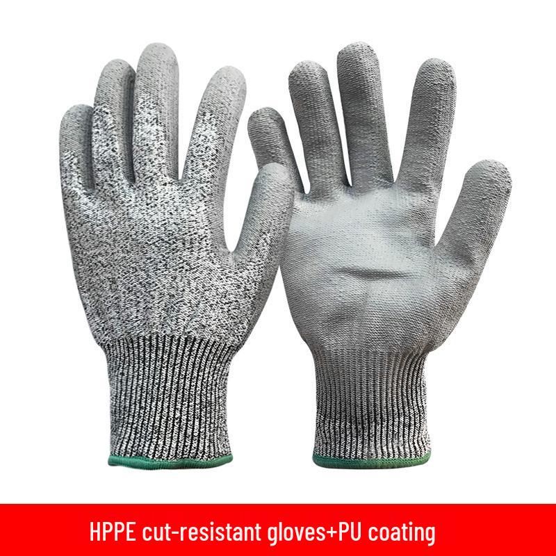 Level 5 Cut-Resistant PU Coated Industrial Gloves - Non-Slip, Wear-Resistant, Cut-Proof Safety Gear