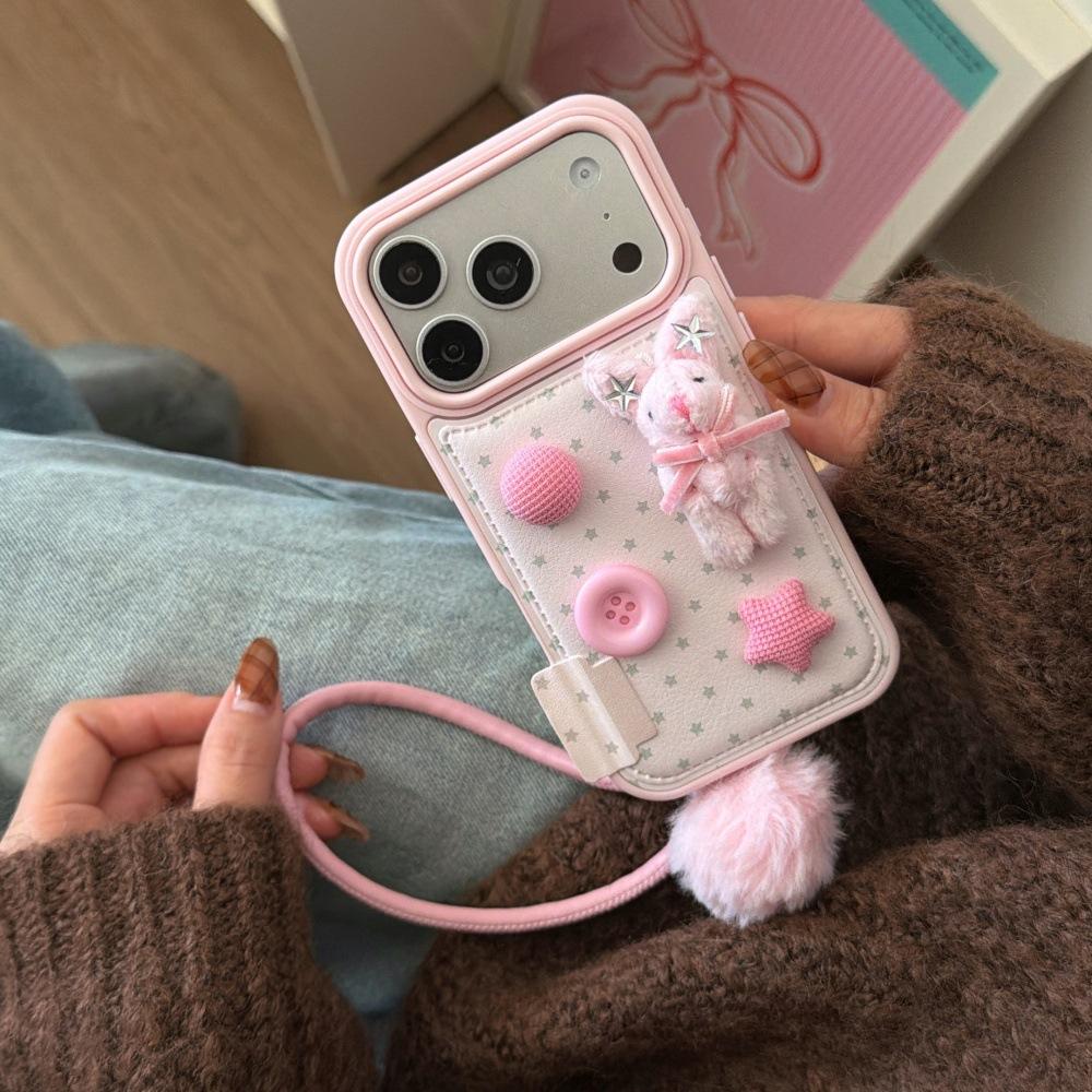 Leopard Print Plush Bear Mobile Phone Case Is Suitable for Apple 17/16PRO Cartoon Creative Case iPhone15/14P Anti-drop.