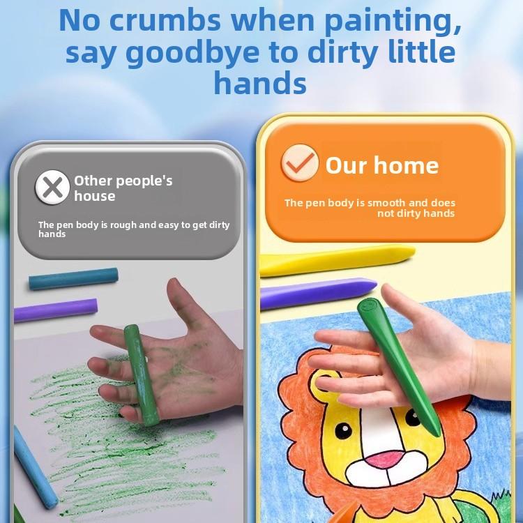 48 Colors Triangular Oil Pastels Smudge-Free Ergonomic Easy-Grip Break-Resistant Kid-Safe for Art Learning Creative Development