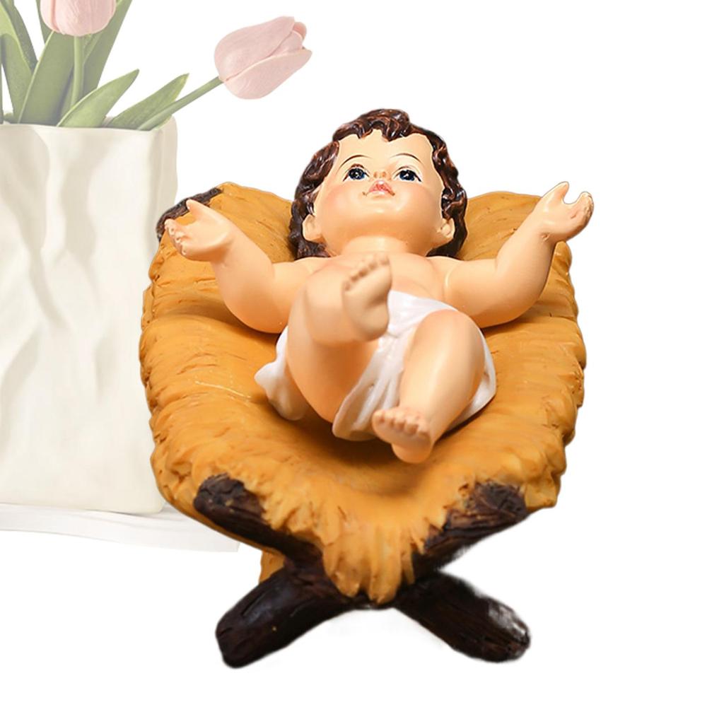 Christmas Infant Jesus Nativity Scene Christmas Christian Figurines Decor Resin Jesus In Cradle Religious Statue Ornaments
