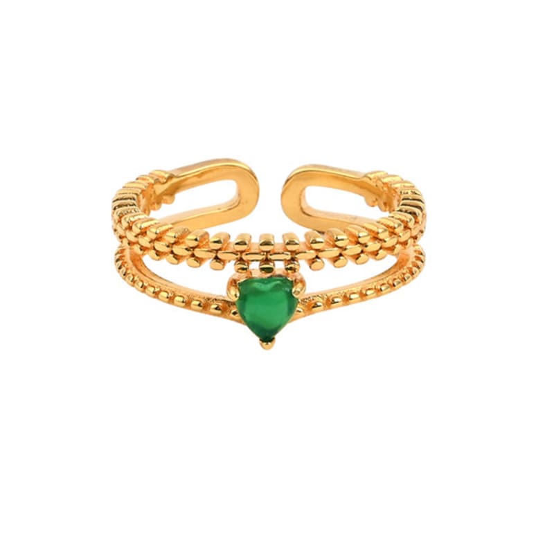 LAYERMOOD 24 green cubic ring-gold