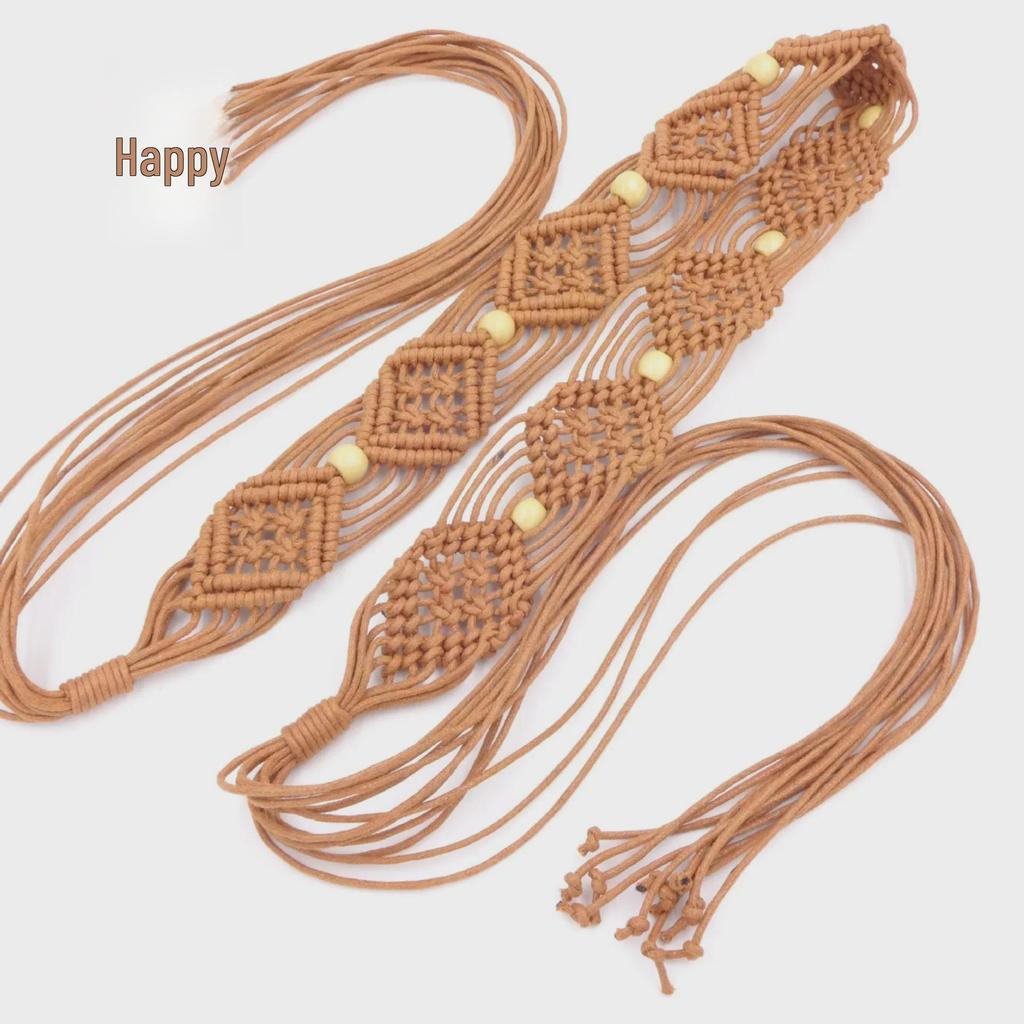 Bohemian Wax Rope Braided Floral Women's Belt Chain