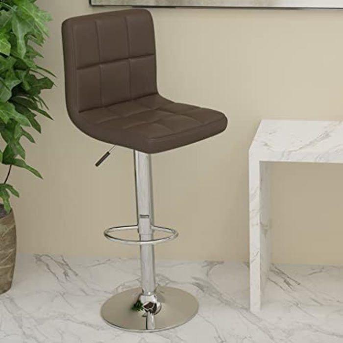 Tabouret de Bar - VIDAXL - Chaise Pivotante - Similicuir Marron - Réglable en Hauteur - 360°
