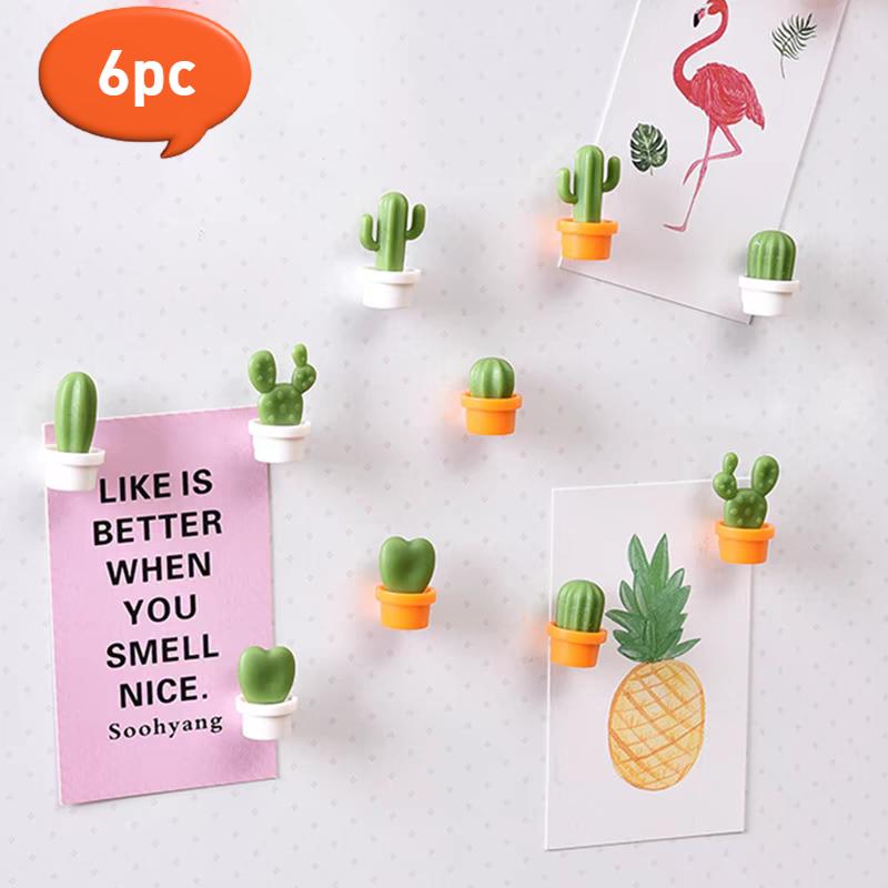 

6pcs Personalized and Fun Cactus Plant Refrigerator Magnets Cute Creative Kitchen Magnet Fridge Po Message Decorative