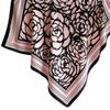 Women' Scarf 90X90 "Black Camellias on Powder Pink" - Elegant Floral Scarf, Imitation Silk