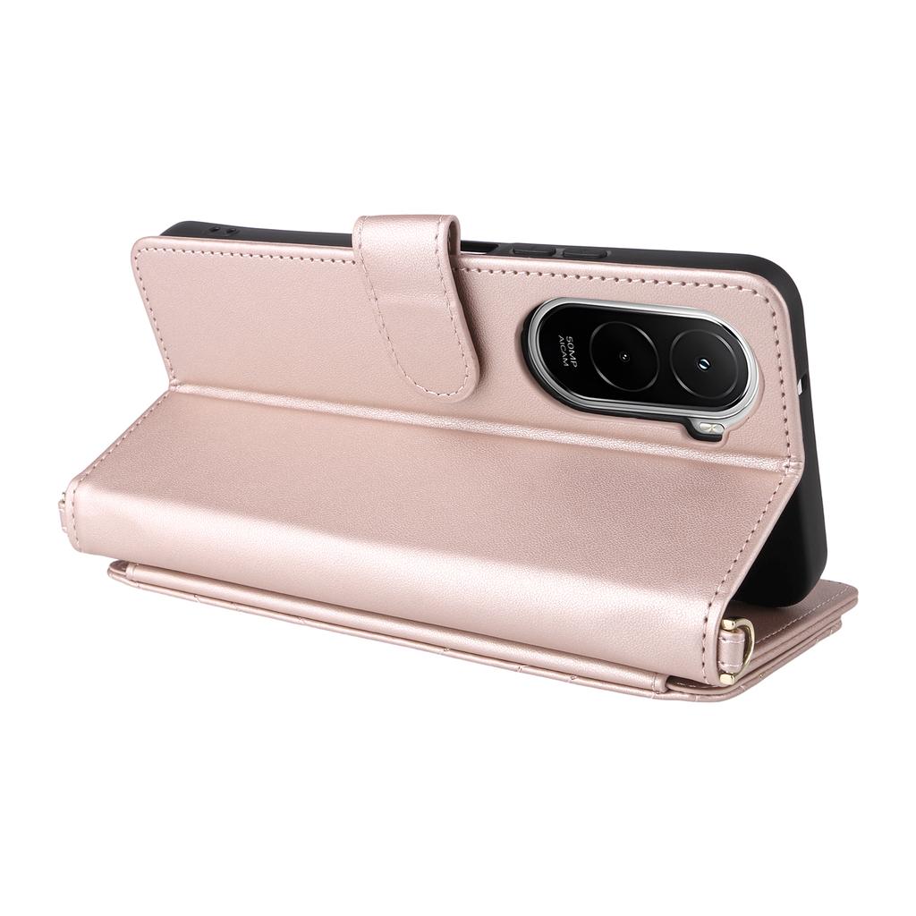 Para Xiaomi Poco M7 Plus 5G/Poco M7 4G (169mm) Capa com Alça de Ombro/Pulso Capa de Couro para Celular Suporte Carteira