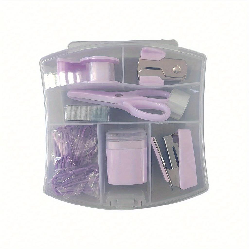 Přenosná mini kancelářská sada psacích potřeb s děrovačkou, odstraňovačem sponek