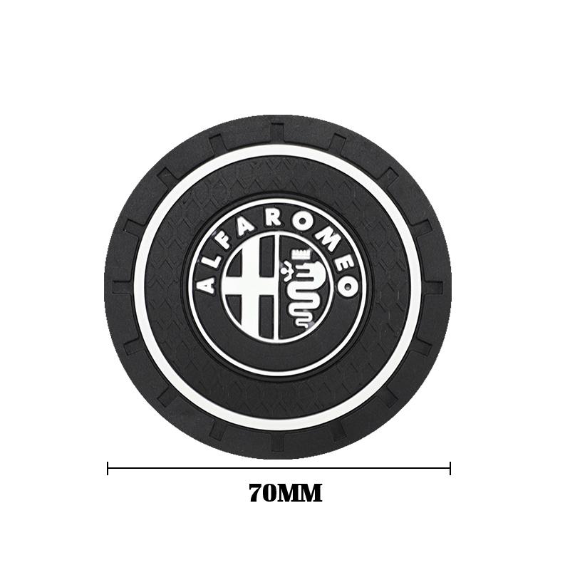 ZHA3 2Pcs Car Waterproof Coaster Non Slip Water Cup Pad Mat For Alfa Romeo 156 159 147 8C 166 Giulia Giulietta Mito Stelvio Spider GT
