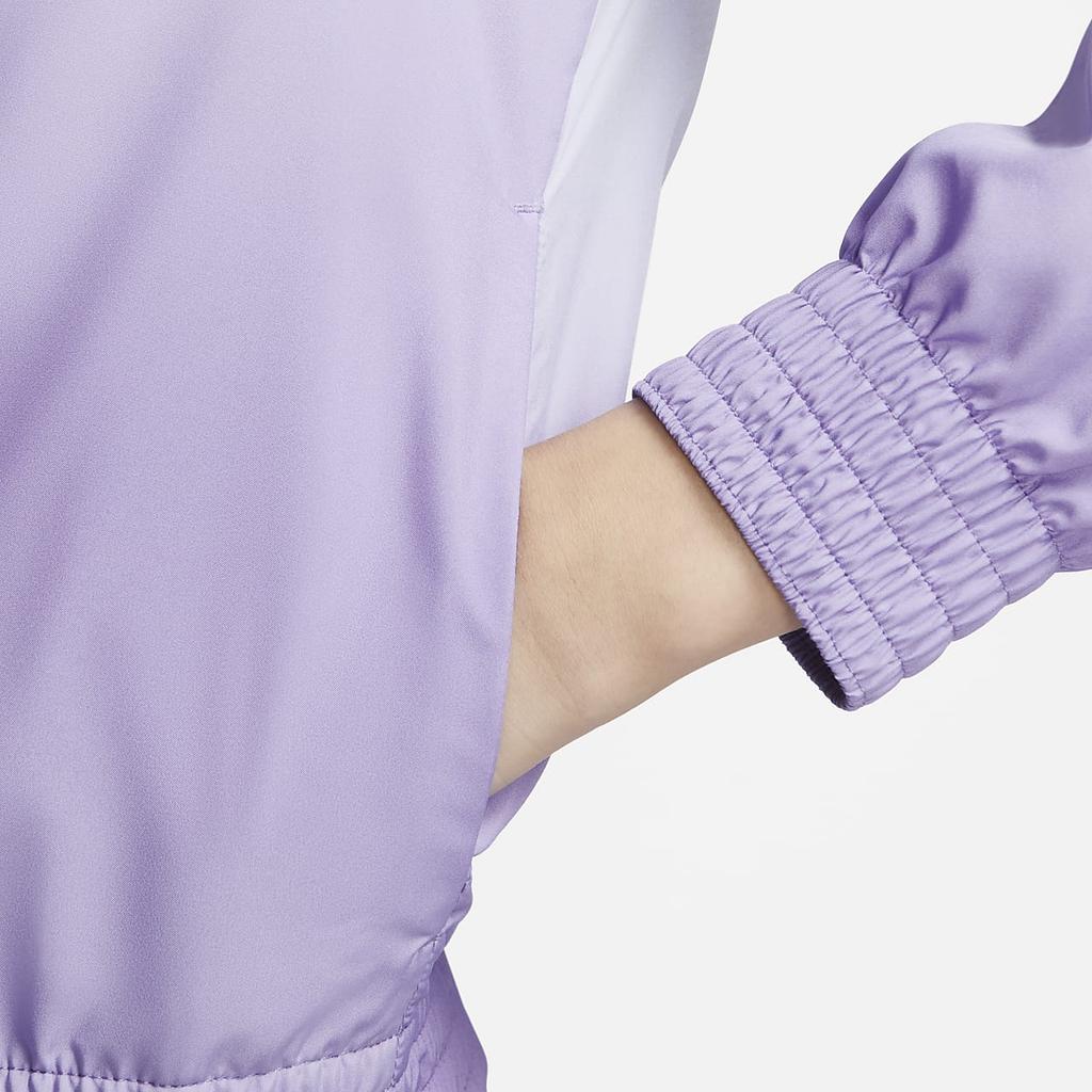 Nike Solid Color Brand Logo Zip Collar Pocket Jacket Women Jackets Purple DX1040-567