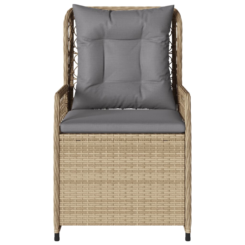 Garden Chair Set 2 Pieces Adjustable Beige Poly Rattan