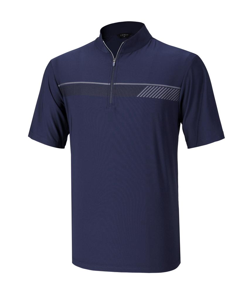 EXTRASPORTY [2Pack] Men'S Rapid Run Front Print Short Sleeve Zip-Up T-Shirt 5 Colors (C Type)