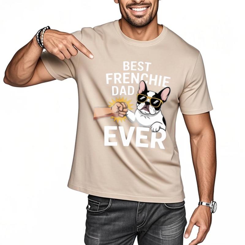 Fashion Tshirt Solid Color For her summer tshirt Streetwear Best Frenchie Dad Ever With Dog And Fist Bump Hiphop For her tops