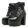 Fashion Gothic Lace Super High Heel Ankle Boots for Women Vintage Back Zipper Chunky Platform Boots Red White Botas Mujer Size 35-42