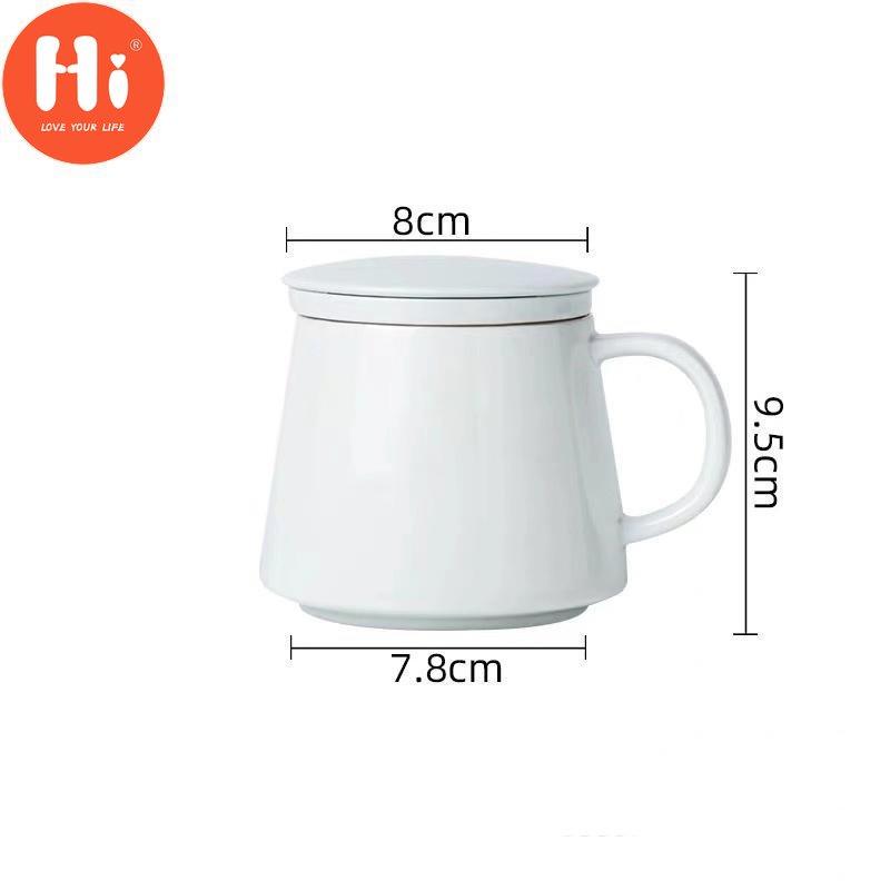 Hi 350ML Ceramic TeaCup With Lid and Infuser Cover Filter Wooden Handle Milk Coffee Juice Cup Tumbler Water Mugs Drinkware