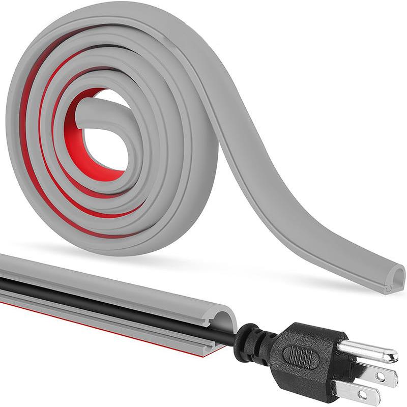 2M/3M Arc Anti-extrusion Floor Cord Cover Self-Adhesive Power Extension Wiring Duct Cable Protector Home Wire Organizer NEW