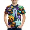 Halloween Boy's T-Shirt Pumpkin Pattern Summer Short Sleeves Casual Fashion Print Kids Tops 3-14Y Party Gift Children's Clothing