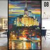European Style Retro Privacy Windows Film Landscape Oil Painting Colorful Stained Glass Stickers Static Cling Glass Film