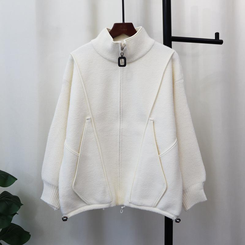 Autumn and Winter New Zipper Casual Versatile Knitted Double-sided Coat Loose Temperament Sweater Cardigan Women