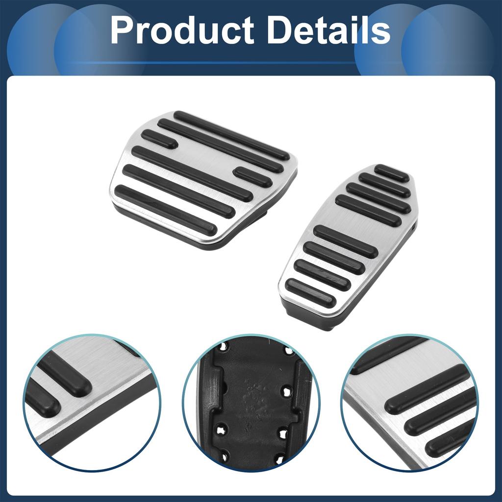 FUELHOOD 2pcs Automatic Foot Pedal Pad Foot Axle Pedal Cover for Nissan Roox B40 Series 2020/03- Aluminum Alloy Silver Tone